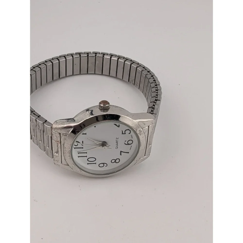 Accutime Women's Watch 28mm Case Silver Stretch Band- New Battery